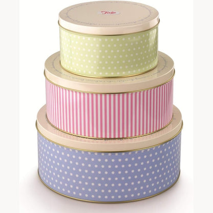 214755 - TALA Set me 3 pjesë, enë metalike për torta, Të grumbullueshme, Madhësitë: 25.5 cm x 10 cm, 22 cm x 9.5 cm, 17 cm x 8.2 cm