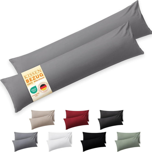 230128 - Blumtal Mbulesë jastëku anësor për gjumë 40x145 cm, set me 2 copë – Mikrofibër e çertifikuar Oeko-TEX, shumë e butë, e larë në lavatriçe – gri.