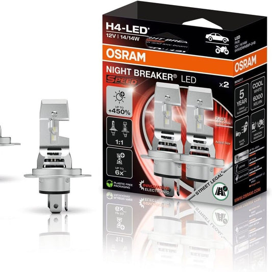 312524 - Osram Night Breaker LED Speed H4 450, fenerë të gjatë dhe të shkurtër, deri në 450% më shumë shkëlqim, 6000K, instalim i shpejtë, LEDEC02 i integruar