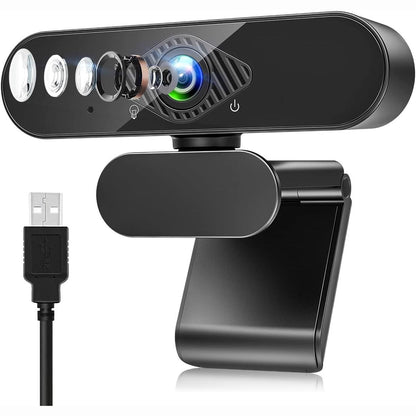 276806 - DANCIAL Kamera Web për PC me Mikrofon, 1080P Full HD me Mikrofon që Anulon Zhurmën, Kamera USB PC me Rrotullim 360° për Biseda Video dhe Regjistrim, E pajtueshme me Windows, Mac dhe Android