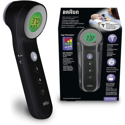 316510 - BRAUN Termometër ballit pa kontakt Sensian 7 - Teknologjia Age Precision - 3-në-1 - Ekran dixhital me kod ngjyrash - I përshtatshëm për foshnje dhe fëmijë - BNT400