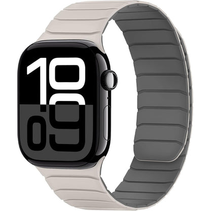 295227 - TASIKAR - Rrip dore magnetik i pajtueshëm me Apple Watch 42mm (Seria 11/Seria 10) Rrip zëvendësues prej silikoni të butë 41mm 40mm 38mm për iWatch SE Seria 11 10 9 8 7 6 5 4 3, gri me yje
