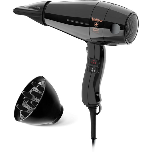 301646 - VALERA Tharëse flokësh Swiss Silent Jet 8500 Ultrablack, 2000 W, motor AC-Performance, 6 cilësime temperature, gjenerator jonesh, kabllo fleksibël