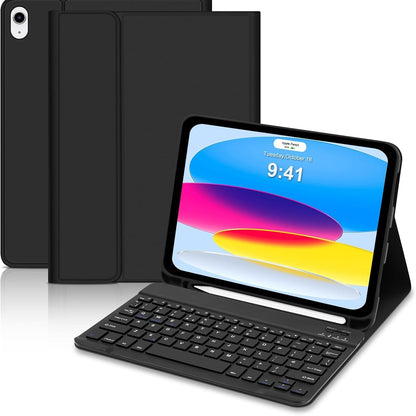 268491 - LIELAX Mbulesë tastiere për iPad A16 Gjenerata e 11-të 2025/Gjenerata e 10-të 2022 (11/11 inç), Mbulesë e shkëputshme me mbajtëse stilolapsi, e zezë