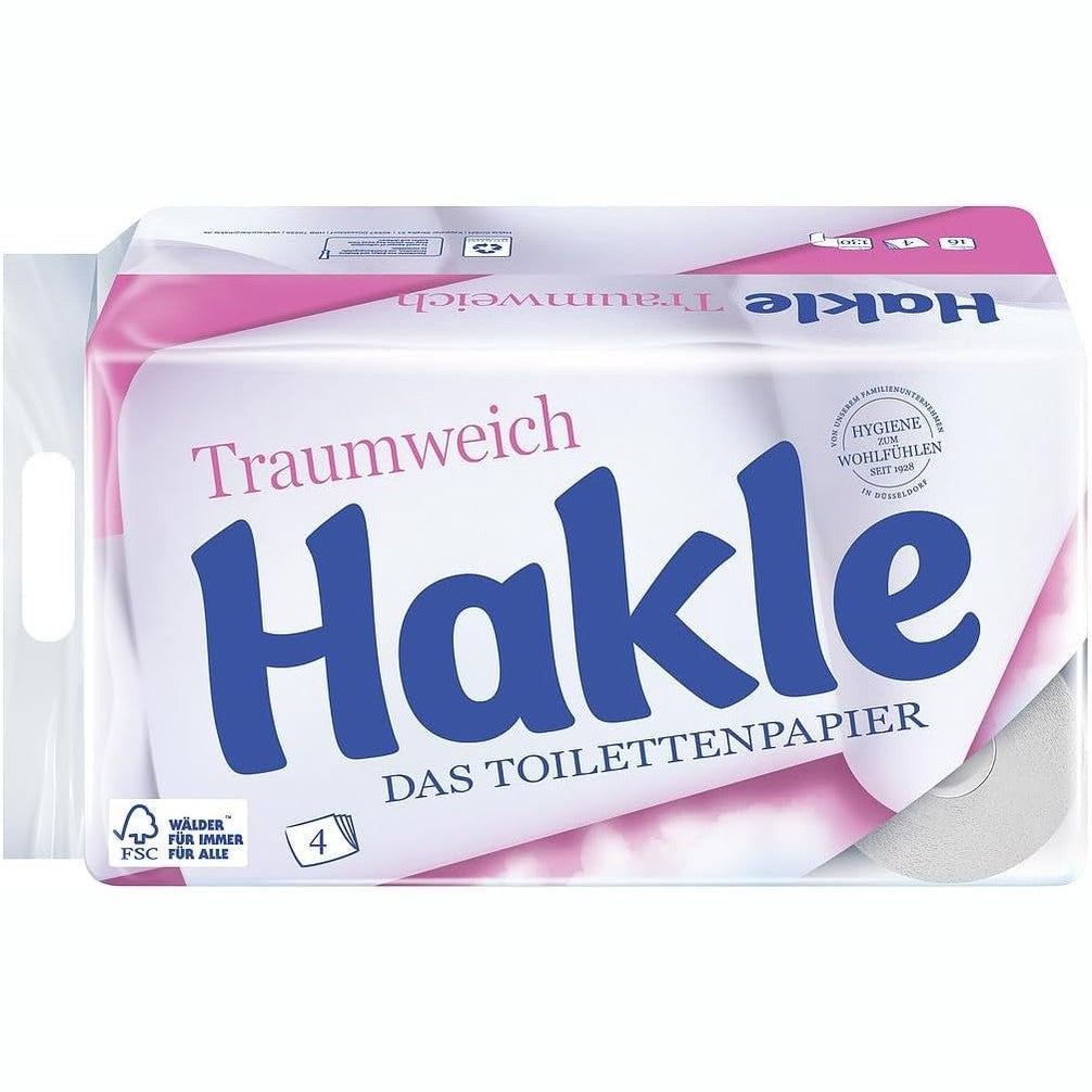 318672 - Hakle Letër higjienike e butë Dream – 16 rrotulla, 130 fletë me 4 shtresa për rrotull