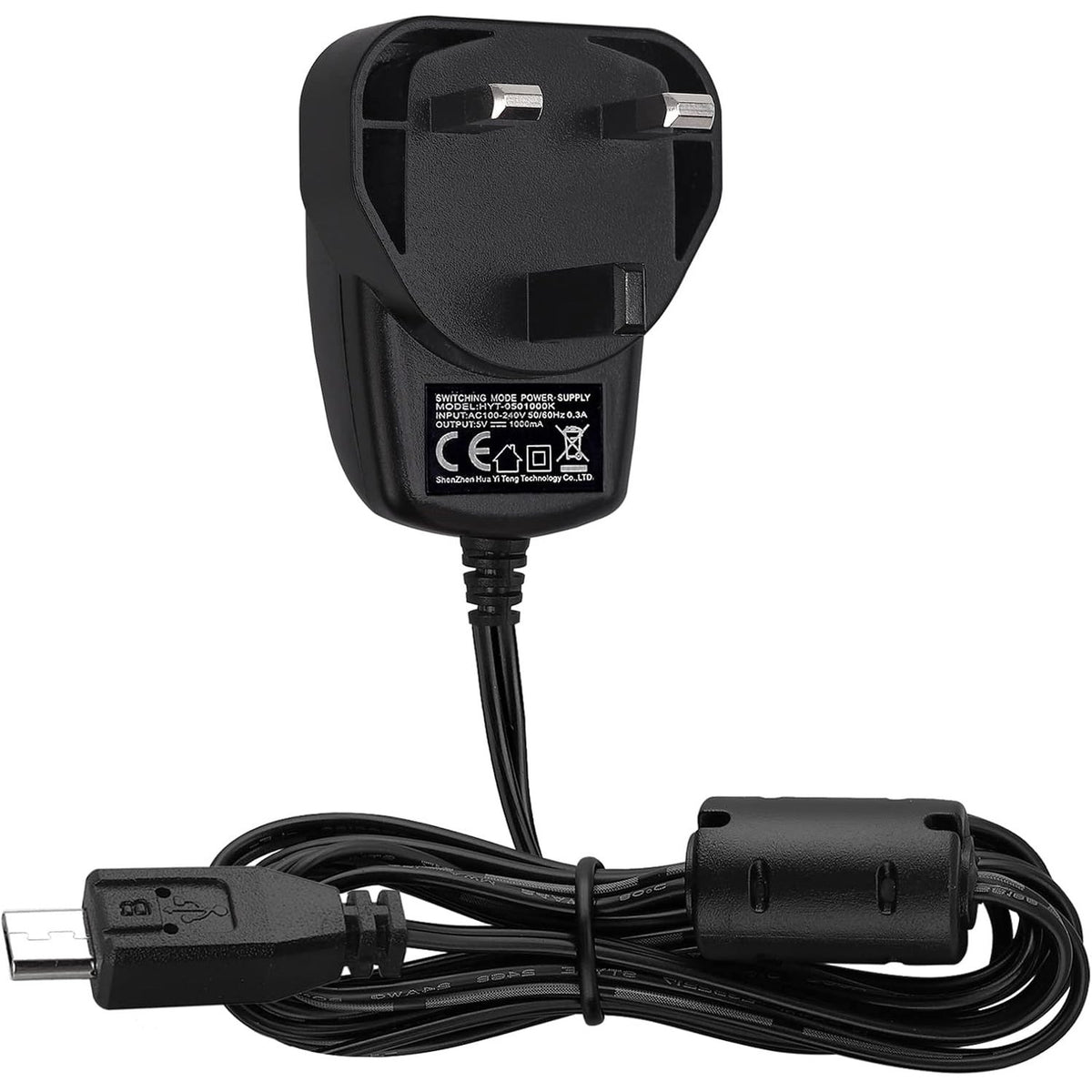 299918 - eSynic Adaptor Furnizimi me Energji 5V 1A Micro USB, Gjatësia e Kabllit të Karikuesit Rrjetor 1.53 m me Mbushës Ferriti për Telefon Celular, Smartphone/Tablet/Imuto 20000, Powerbank etj.