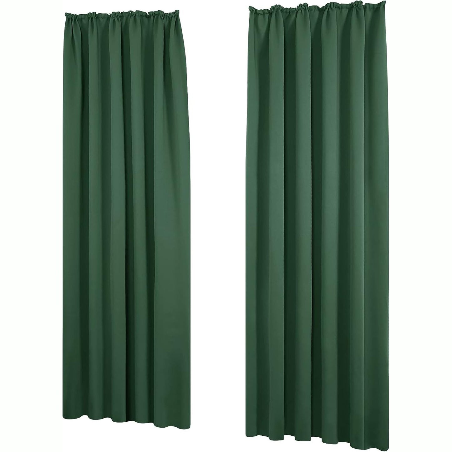 294283 - DECONOVO Perde Opake, Ulëse të Zhurmës, Perde Termike të Trasha me Shirit të Ngjitur, Izolim nga të Ftohtit dhe të Nxehtit, 260x140 cm (Lartësia x Gjerësia), Jeshile Pylli, Set me 2 copë