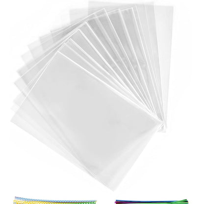 303796 - 200 Qese Karamelesh, Qese Celofani Plastike Transparente 25x15 cm me 200 Shirita Metalikë për Karamele, Biskota, Bukë, Fruta etj.