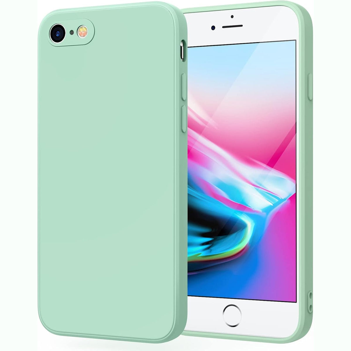 309374 - WANME Mbrojtëse për iPhone SE 3/2 (2022/2020), 8/7 - Mbrojtëse ultra e hollë prej silikoni, Cyan i çelët