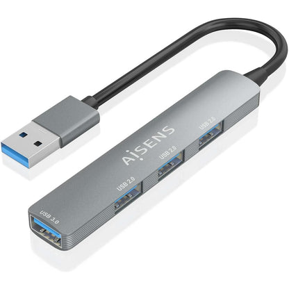 274727 - AISENS A106-0859 Qendër USB 3.0 Alumini, 1XUSB3.0 A/H + 3XUSB2.0 A/H, Gri, 10 cm