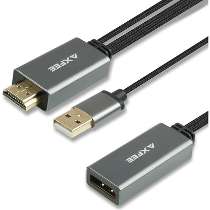 124629 - AXFEE Kablo HDMI në DisplayPort, Burim HDMI 26cm për Monitor Femër DisplayPort, Pajtueshëm me PC, Laptop, PS5, Xbox One (360), Mbështet 4K@60Hz, 2K@144Hz, 1080P@165Hz