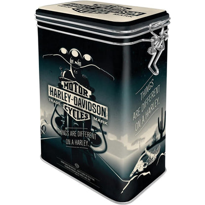 215904 - HARLEY-DAVIDSON Kuti kafeje retro, 1.3 l, Ide dhuratë për motoçiklistët, Kuti prej kallaji me kapak aromatik