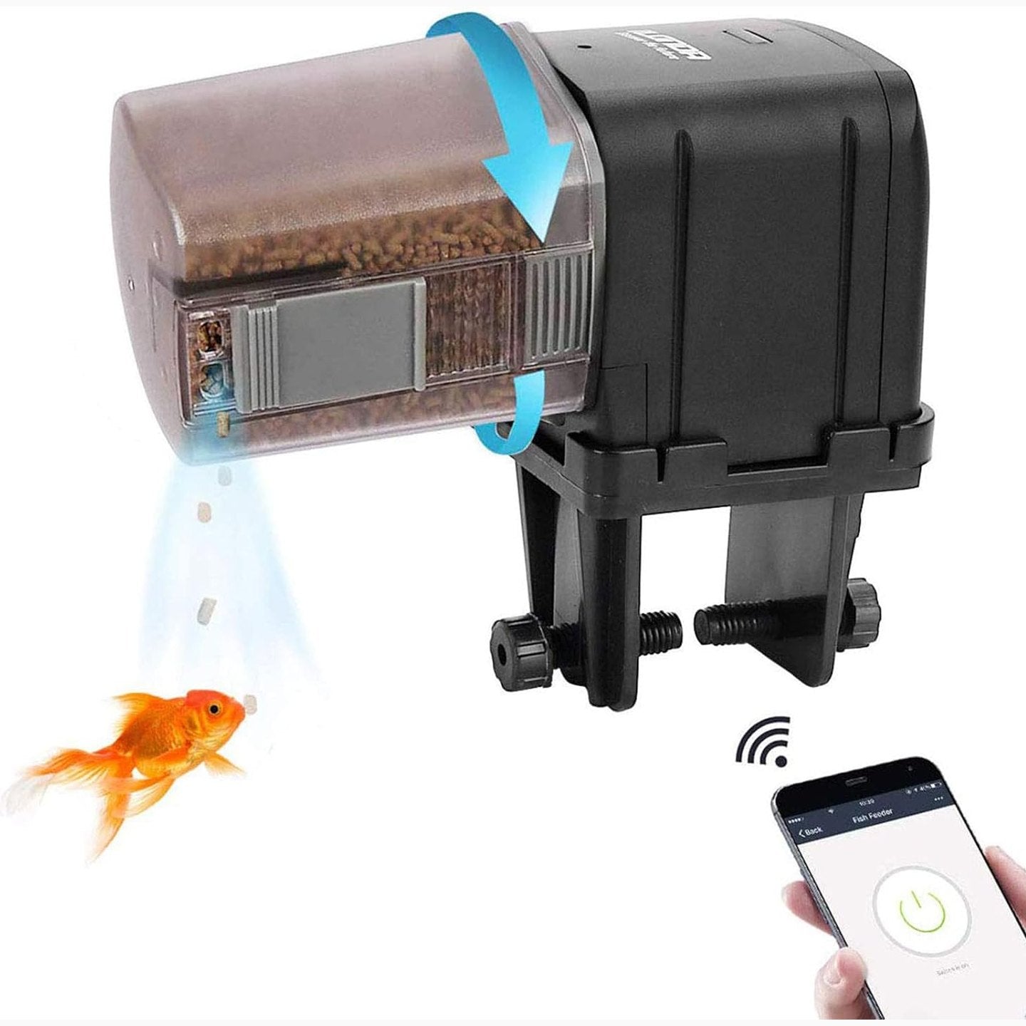 205708 - LYCHEE Ushqyes Automatik për Akuarium me Kontroll WiFi 2.4G, Ekran LCD, e Zinj