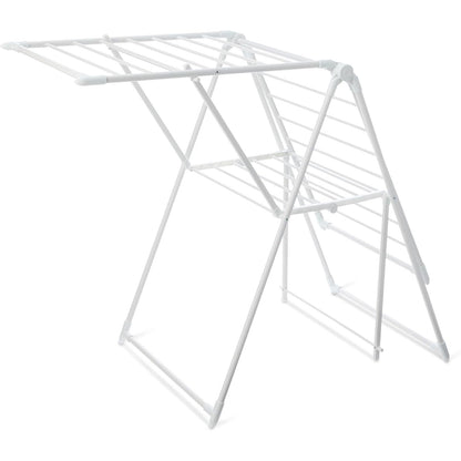 183291 - AMAZON BASICS Fshesë Rrobash Metalike, me 2 Krahë, e Palosshme, Madhësia 155 x 60 x 100 cm, Ngjyra e Bardhë