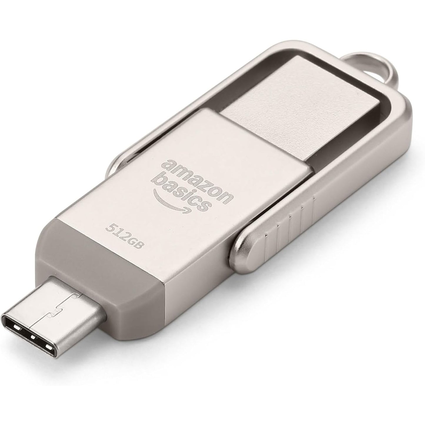 266392 - AMAZON BASICS Njësi flash USB, USB me dy porta (USB-C dhe USB-A), 512 GB, ngjyrë shampanje argjendi