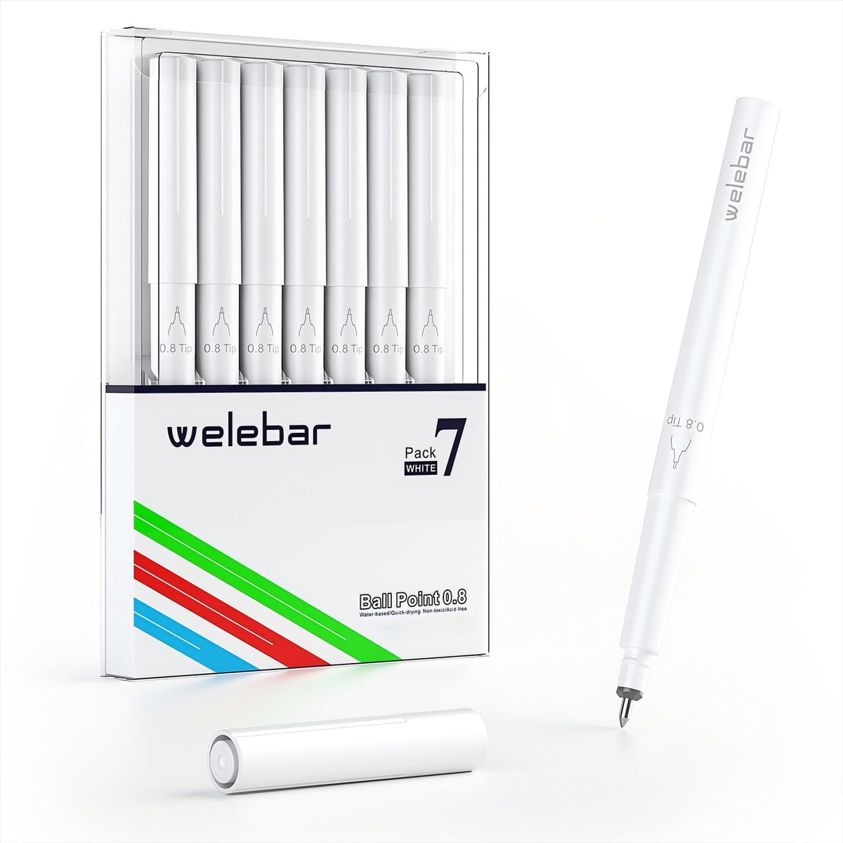 309260 - WELEBAR Stilolapsa xheli të bardhë për Cricut Maker 3/Maker/Explore 3/Air 2/Air, pako me 7 stilolapsa 0.8 mm