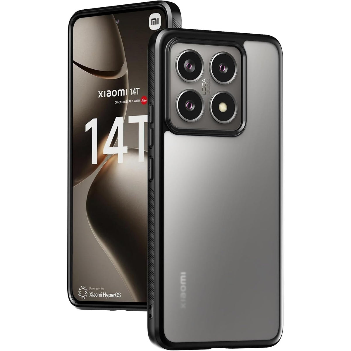 296370 - CRESEE Mbrojtëse e Fortë Mat Transparente për Xiaomi 14T, Parakolp Fleksibël TPU, Rezistent ndaj Goditjeve, e Zezë