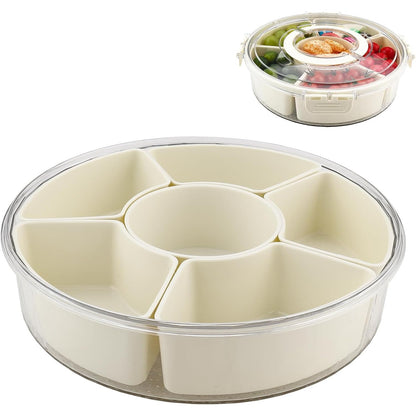 219765 - ZOSENYER Snack Spinner, kuti rrumbullakët me ndarje dhe 6 tasa, me kapak dhe dorezë