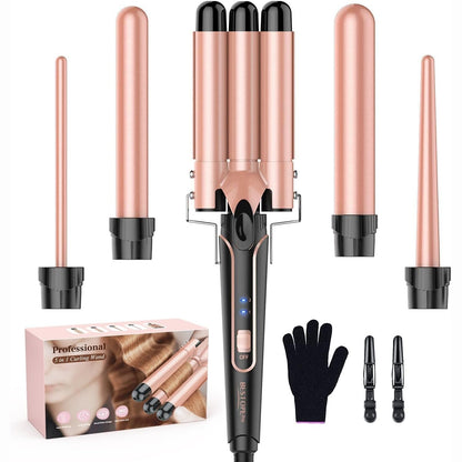 316201 - BESTOPE PRO Set hekuri kaçurrelash 5-në-1, me drejtues flokësh dhe hekur kaçurrelash 3-drejtimësh, ngrohje e shpejtë