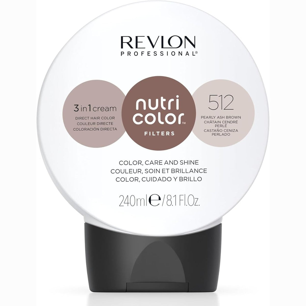 302168 - REVLON FILTRA PROFESIONALE Ngjyrë Nutri, FILTRA TONIKË 512 Ngjyrë kafe e çelët hiri Iridescent, 240 ml, Maskë ngjyrosëse me INSTA-PIC-TECHNOLOGY, vegane
