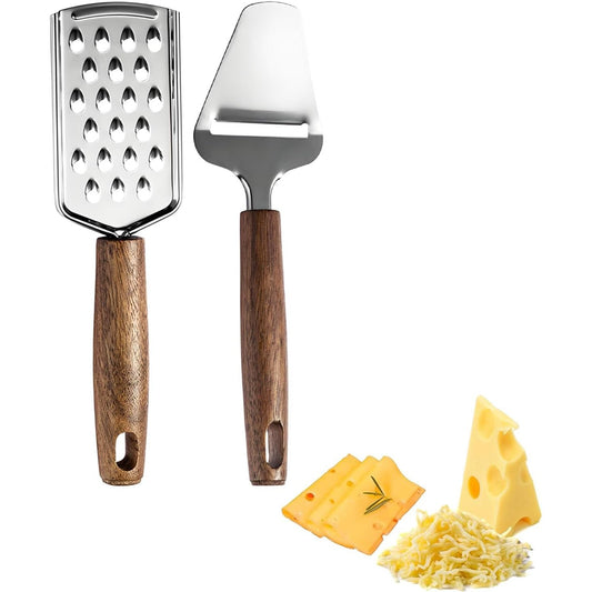183117 - Pako KISSTTA me 2 Prerëse Djathi prej Çeliku Inox dhe Thikë Djathi 23.5cm, Kruajtëse Djathi me Vrimë Varjeje për Djathë të Butë, Djathë të Prerë, Torta, Ëmbëlsirë - Ngjyra Blu dhe E Bardhë