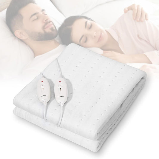 213292 - TODECO Mbulesë dysheku elektrik me ngrohje të dyfishtë, 160x140cm, 120W, 2 panele kontrolli, 3 cilësime temperature, e larëshme