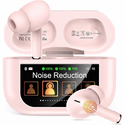 276746 - ZZU Kufje Bluetooth pa tel me ekran inteligjent, kohëzgjatje dëgjimi 48-orëshe, Bluetooth 5.4, anulim zhurme ANC dhe ENC, 5 modalitete EQ, HiFi Stereo, IPX7, të bardha