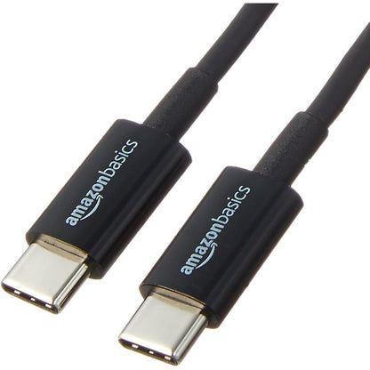 274635 - AMAZON BASICS Kabllo karikimi të shpejtë USB-C në USB-C 2.0, shpejtësi 480 Mbps, i çertifikuar USB-IF, për Apple iPhone 16/15, iPad, Samsung Galaxy, tableta, laptopë, 1.8 m, i zi