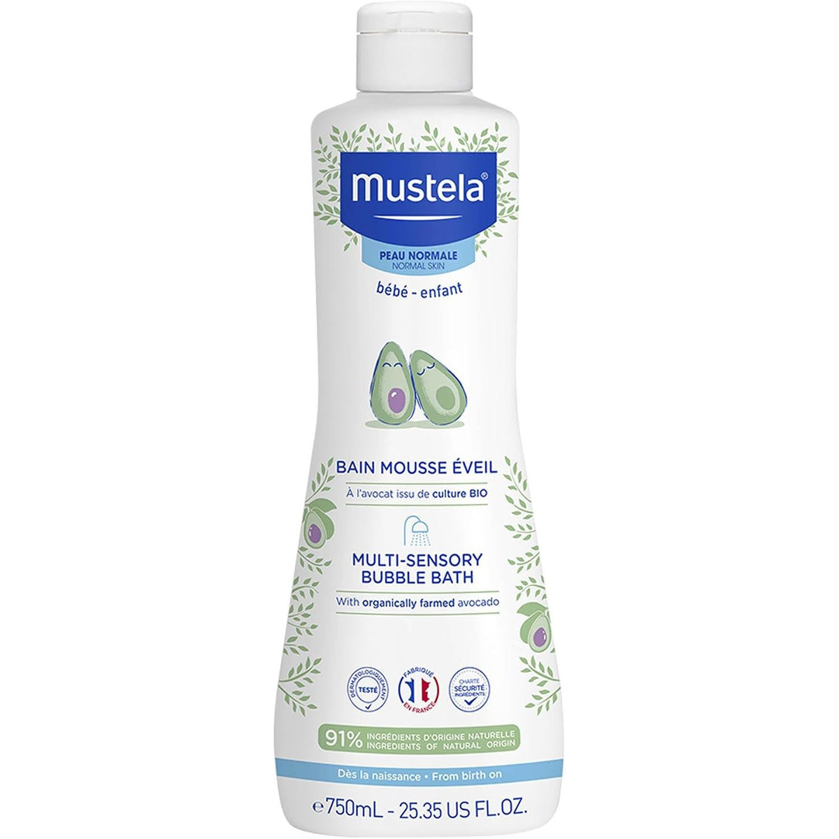 307566 - MUSTELA Banjë me shkumë për foshnje, Xhel larës i butë, 91% përbërës natyral