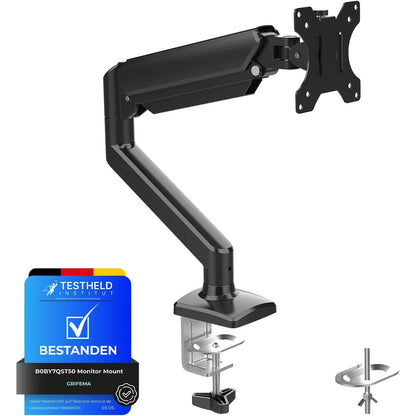 273425 - GRIFEMA Mbajtëse monitori me sustë gazi GB2003-1 për ekrane 13-32 inç, e rregullueshme në lartësi, VESA 75x75/100x100, peshë 2-9 kg, e zezë