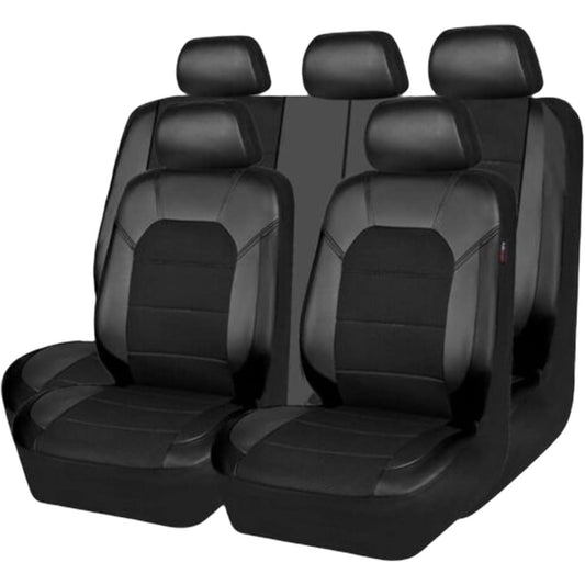 204401 - VOIV - Set Mbulesash Sediljesh Makine 9 Copë për Nissan Qashqai II J11 (2013-2021), Mbrojtëse Papërshkueshme nga Uji, Lëkure, Sediljet e Përparme dhe të Pasme, Ngjyra e Zezë, Lehtë për t'u Pastruar.