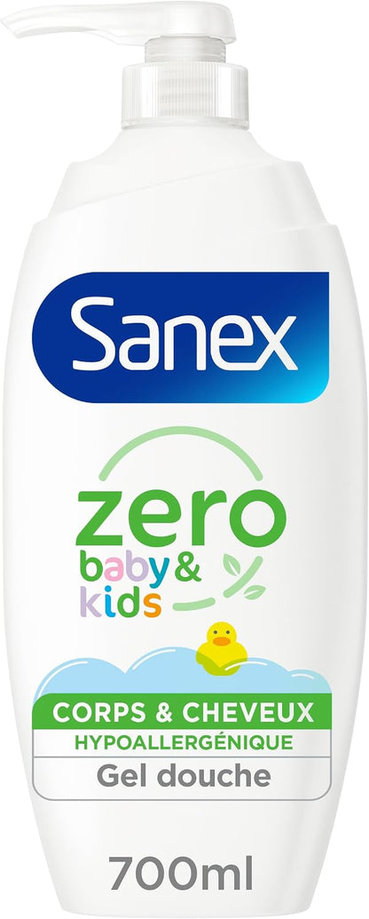 318895 - SANEX POMPË XHELI DUSHI ZERO BABY KIDS, PA SAPUN, PËR LËKURË DELIKATE, FOSHNJE DHE FËMIJË, 700 ML