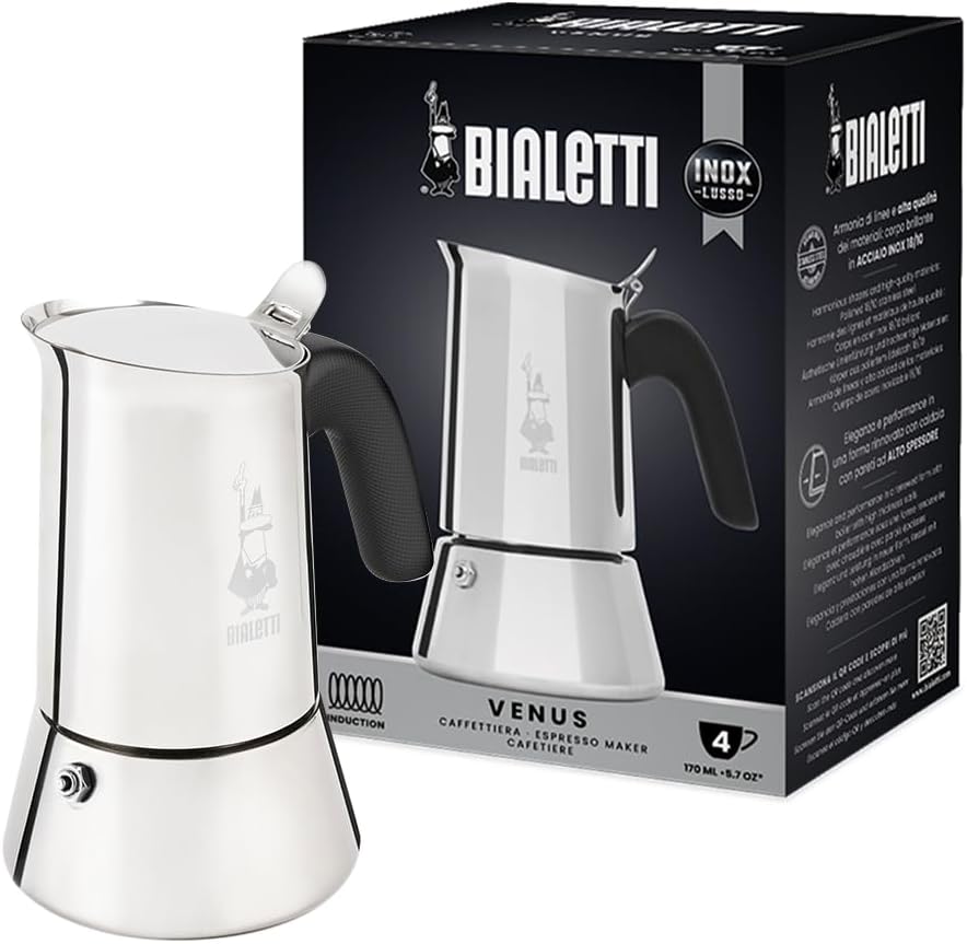 227631 - BIALETTI Venus - Makinë kafeje me induksion, çelik inox, 4 filxhanë kafeje (170 ml)