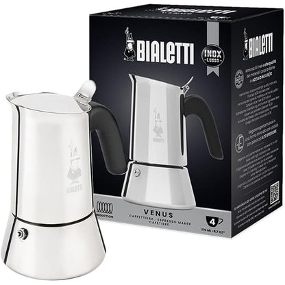 208992 - BIALETTI Venus - Makinë për Kafe me Dorezë Kundër Djegies, e Përshtatshme për Induksion, Kapacitet 4 Filxhanë (170ml), Materiali Çelik Inox