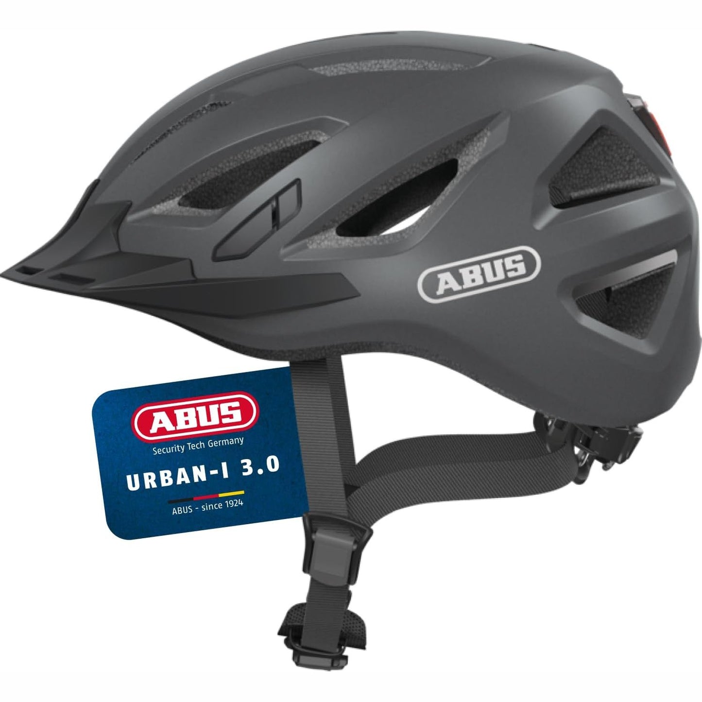 292319 - ABUS Helmetë Urban-I 3.0 City, biçiklete me dritë të pasme, vizore, mbyllje magnetike, për gra dhe burra, Titanium (gri), madhësia M