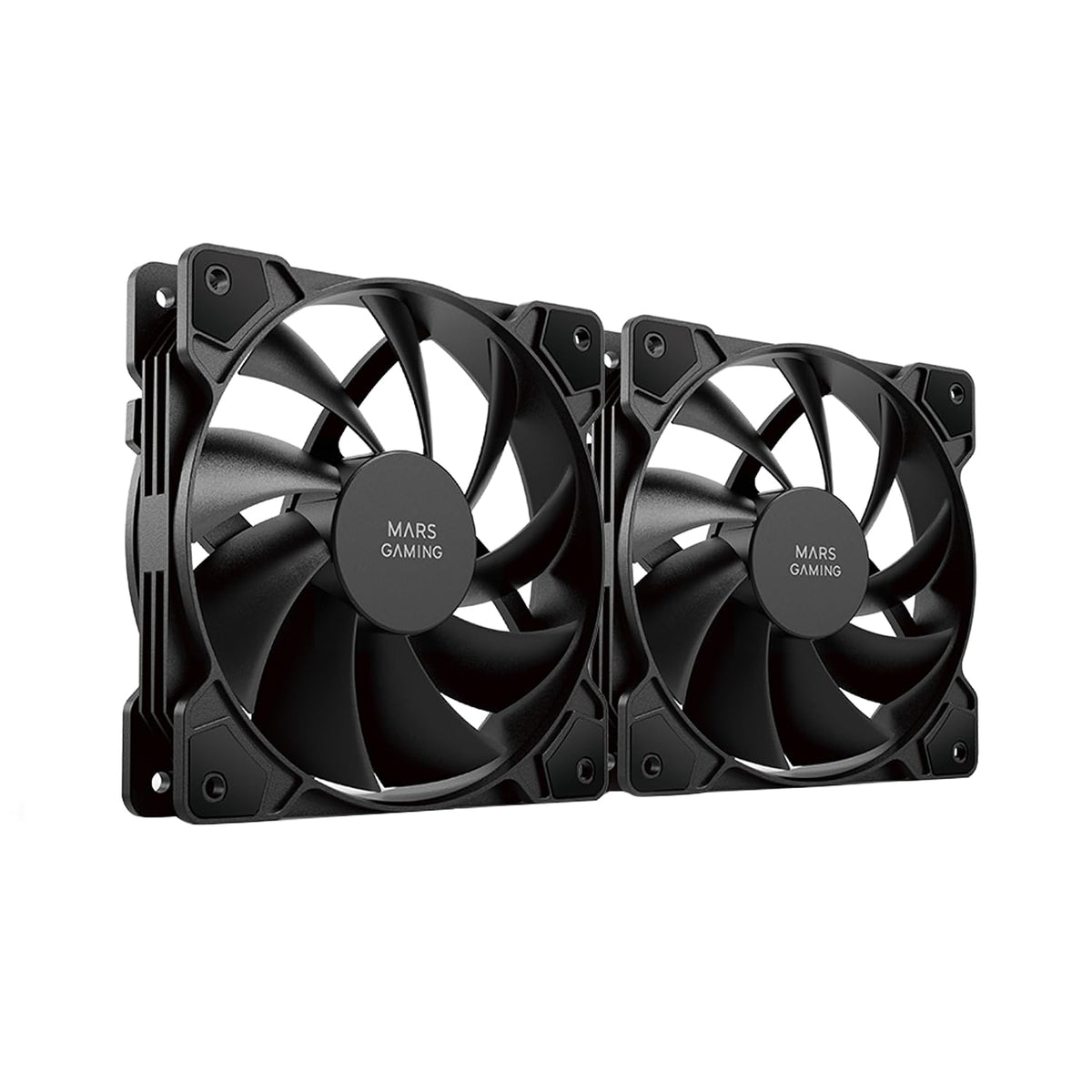 296064 - MARS GAMING MF-PWMX2 Kit Ventilatorësh 2 x 120 mm, FDB Ultra i Qetë 12dB, Sistem Anti-Vibrim, Sistem PWM, i Zi