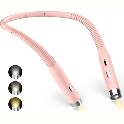 215703 - DIBONIUR Llambë Leximi për Qafë, Dritë Leximi e Rikarikueshme, 3 Ngjyra, 3 Nivele të Rregullueshme Shkëlqimi, e Palosshme 360°, Dritë Leximi LED USB