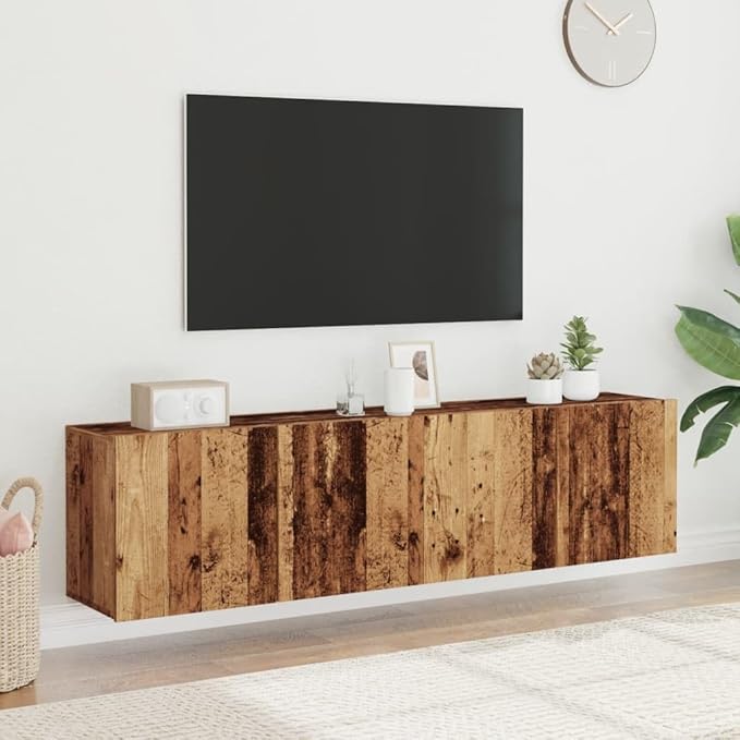 141485 - vidaXL Komoda TV për mur (floating), set 2 copë, ngjyrë dru i vjetër kafe, 80×30×41 cm secila, dru i përpunuar