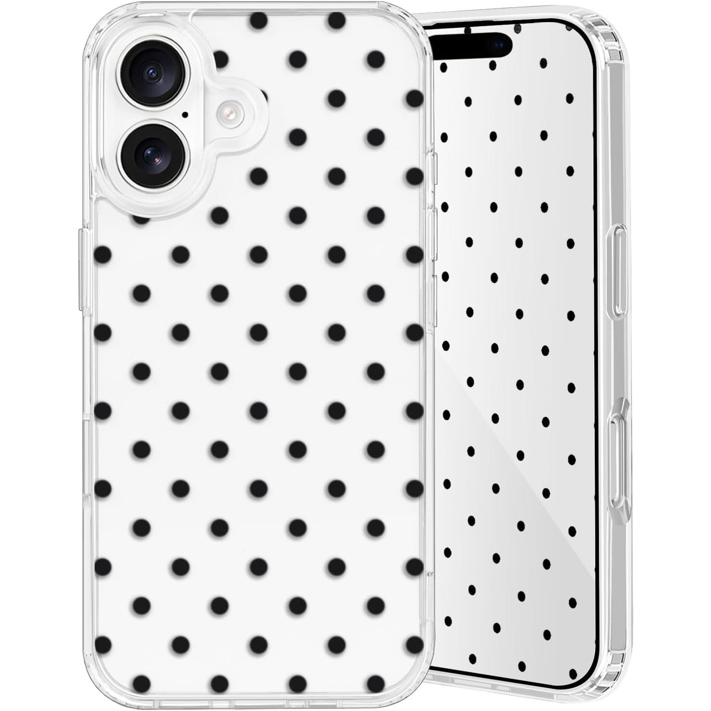 274475 - Mbrojtëse transparente xoniery për iPhone 17, ultra e hollë dhe e butë TPU, Mbrojtëse transparente për iPhone 17 me model pikash për vajza dhe gra, Mbrojtëse rezistente ndaj goditjeve - e zezë