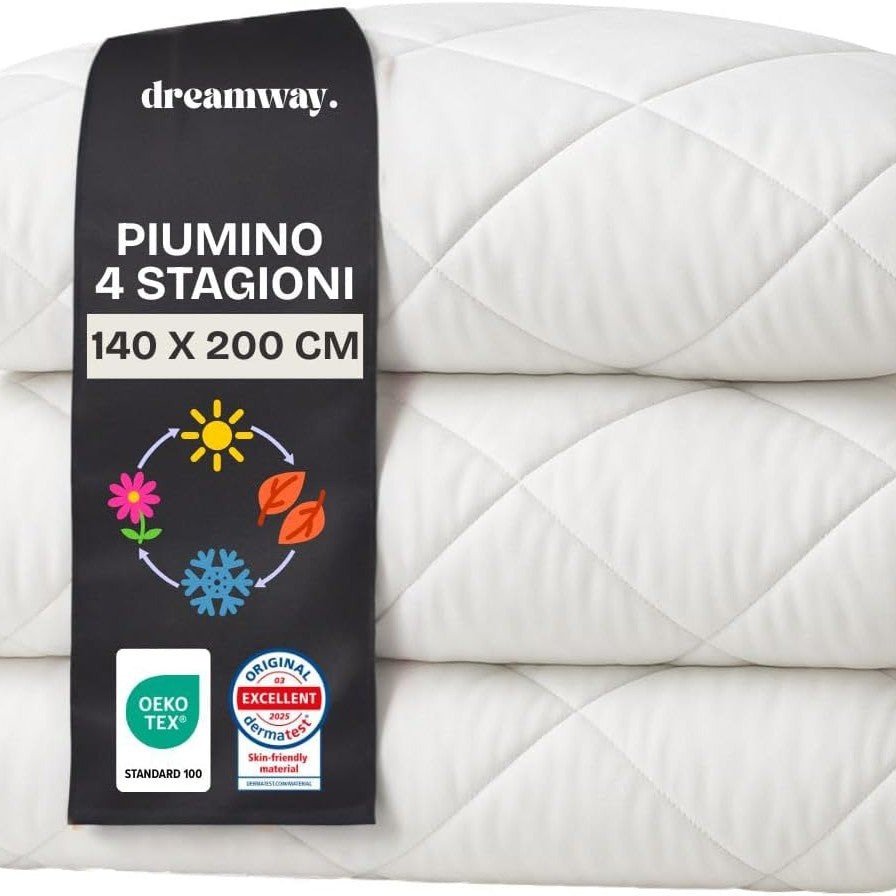 214645 - DREAMWAY Jorgan 140x200 cm për 4 sezone, i çertifikuar Oeko-Tex – 3 në 1 – 150 GSM Verë e lehtë + 300 GSM Mes sezoni – E kombinuar = 450 GSM Dimër i ngrohtë