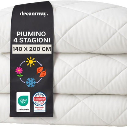 214645 - DREAMWAY Jorgan 140x200 cm për 4 sezone, i çertifikuar Oeko-Tex – 3 në 1 – 150 GSM Verë e lehtë + 300 GSM Mes sezoni – E kombinuar = 450 GSM Dimër i ngrohtë