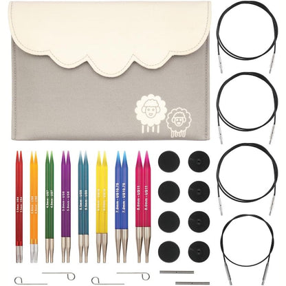 255414 - KNITPRO Set Deluxe me Maja Rrethore për Thurje të Ndërrueshme, Trendz, 3.50-8.00 mm, Gri, 26-50620