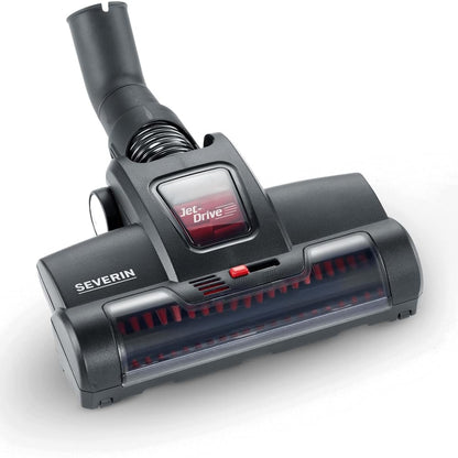 288371 - SEVERIN Jet-Drive Turbo për fshesë me korrent vertikale, për pastrim të thellë të qilimave dhe dyshekëve, ideale për ata që vuajnë nga alergjitë, përfshin 2 mëngë reduktuese, e zezë, TB 7216