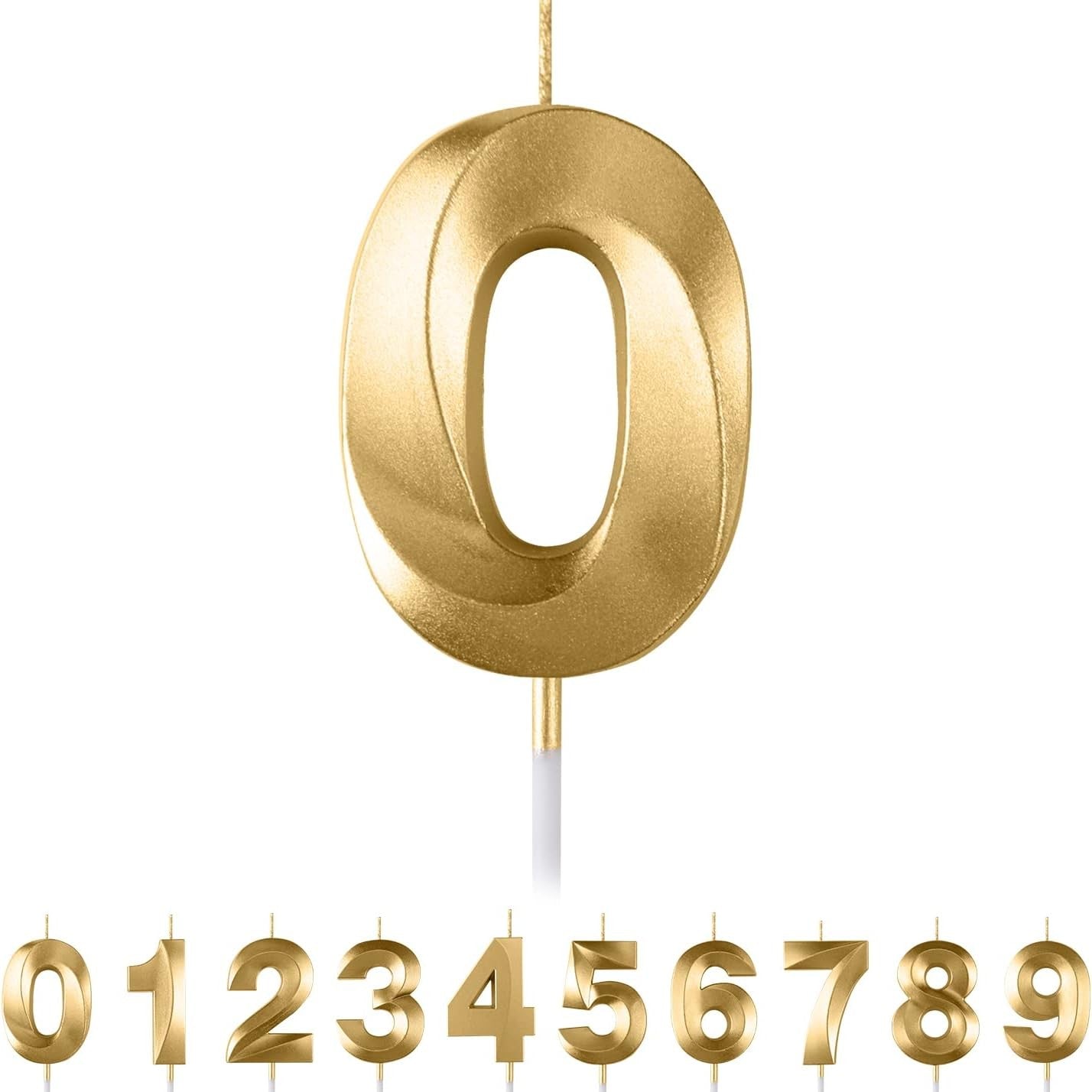 225342 - QIRINJ PËR TORTA ME NUMER 0  PËR DITËLINDJE, NË FORMË DIAMANTI 3D, QIRINJ PËR TORTA (ARI 0)