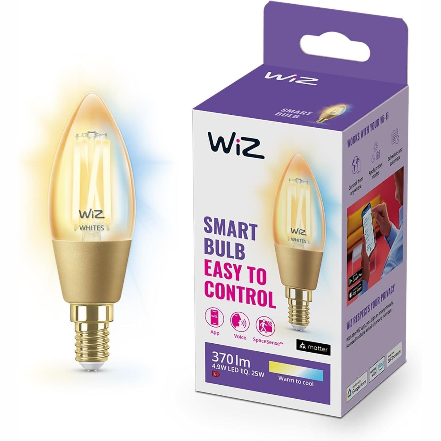 294012 - WIZ Llambë LED Wi-Fi E14, 25W, 370 lumen, funksionon me Alexa, Google Assistant, Apple HomeKit