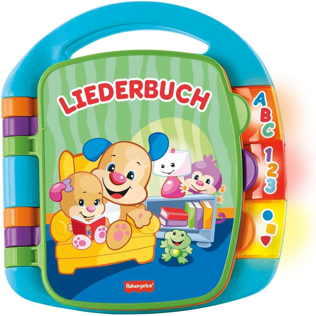 302282 - FISHER-PRICE Libër Këngësh Argëtues për Mësim, Libër Muzikor për Foshnje, Lodër Muzikore për Foshnje, Libër Elektronik për Fëmijë, nga 6 muajsh, Version Gjerman, CDH40