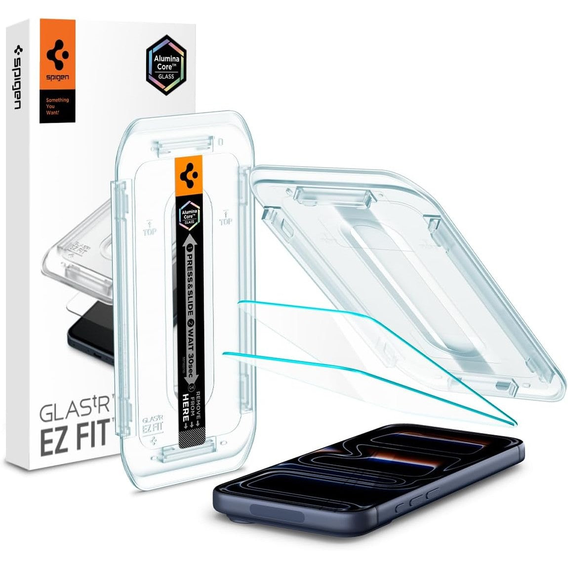 266663 - SPIGEN - Mbrojtës Ekrani Glas.tR EZ Fit për iPhone 17 Pro, iPhone 17, iPhone 16 Pro, Pako me 2 pjesë, Rezistent ndaj gërvishtjeve, Kit Instalimi i Përfshirë, Crystal Transparent, Fortësi 9H