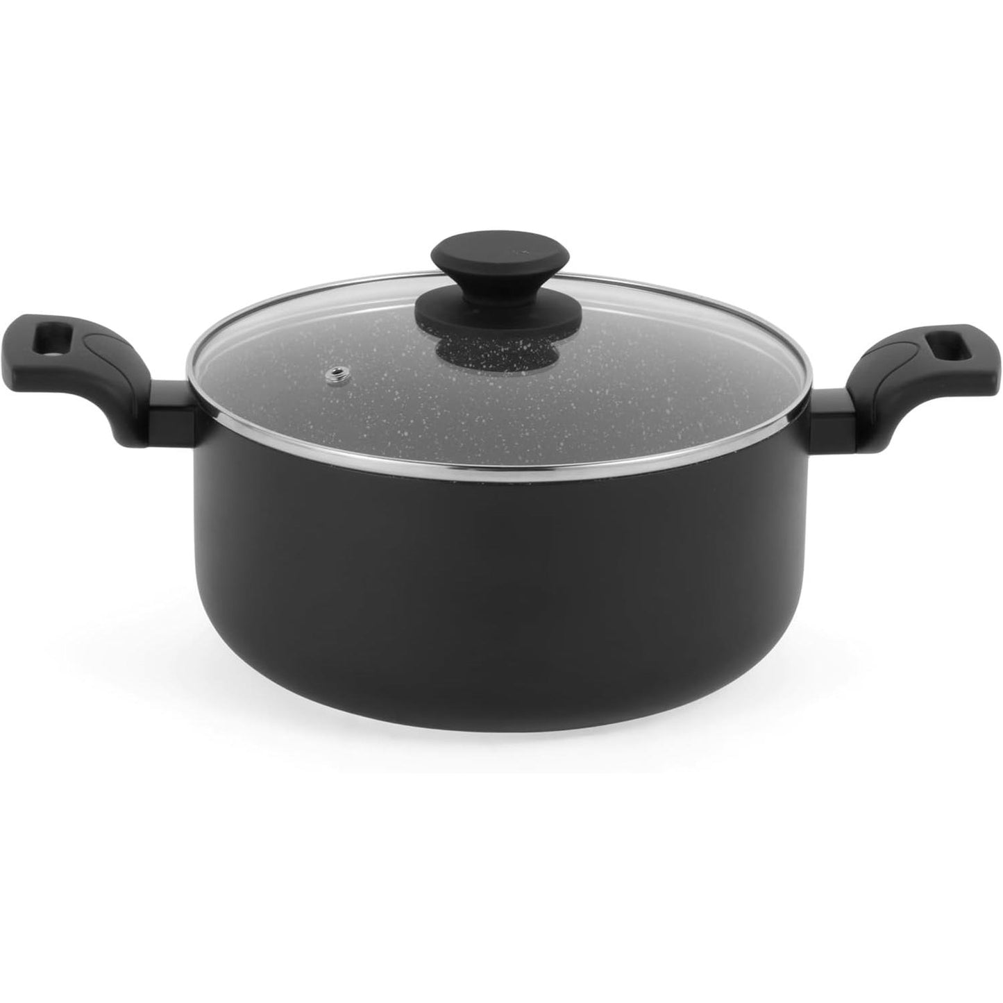 218432 - PROGRESS Tenxhere alumini e temperuar 24cm (2.76L) me kapak qelqi të temperuar, shtresë qeramike mermeri jo-ngjitëse, e përputhshme me të gjitha sobat, përfshirë induksionin