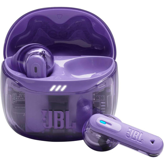 267822 - JBL Kufje Tune Flex Ghost 2, pa tel Bluetooth në vesh me anulim zhurmash, kohë riprodhimi 48 orë, rezistente ndaj ujit dhe pluhurit IP54, lidhje me shumë pika, dizajn ergonomik, Purple Ghost