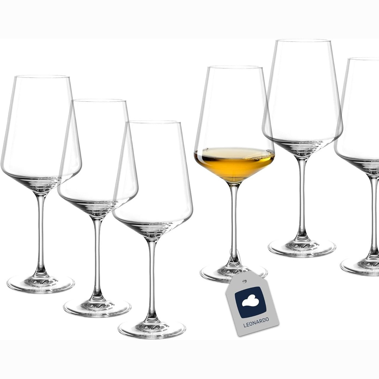 205472 - LEONARDO HOME Set Gota për Verë të Bardhë PUCCINI, 6 Copë, Kapacitet 560ml, Rezistente ndaj Gërvishtjeve, të Përshtatshme për Lavastovilje, Materiali i Qëndrueshëm, Dizajn Modern, Kod 069553